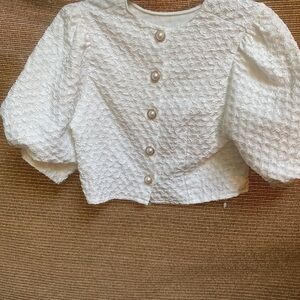 Vintage Elegant White 80’s Textured Women's blouse